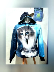 Hoodie Perempuan Terbaru/Jaket Kucing 2023/Sweater Kucing/Jaket 3D/Jaket Cewek/Jaket Gambar Kucing - Kain Lotto Metalic Emboss Gramasi Tebal, 3D Gambar Jelas, Tahan Lama (Polyester Lotto Metalic Emboss)