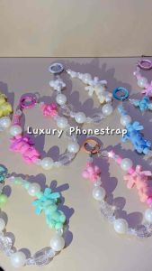 Marle Phone Strap Luxury Bear Big Pearl Crystal Tali Gantungan HP Premium Strap Phonestrap Handphone Aesthetic Resin UV Beruang Mutiara