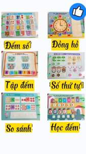 Bóc dán toán học cho bé Mathematics Quiet Book 16 chủ đề- Học liệu Montessori. Đồ chơi cho bé phát triển trí thông minh