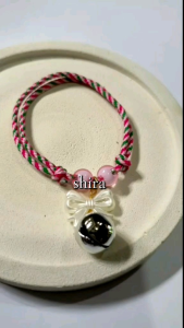 Kalung Kucing Tali Perusik Lonceng Silver Liontin Pita Asesoris Kalung Anabul Lucu Tali