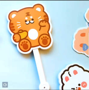 Kipas Tangan Plastik Lipat PVC Handheld Cute Hand Fan Plastic Cartoon Uchiwa Fold Portable