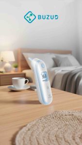 BUZUD BZD100 Infrared Digital Ear Thermometer Fast Accurate Reading Fever Alarm Thermometer for Baby Kids Adults Home Household Use