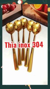 Inox 304 (1 Cái)Thìa Cơm Hàn Quốc Mạ TiTan Vàng Sáng Bóng Vượt Trội-Muỗng Bạc Ăn Cơm Cán Dài 20.cm