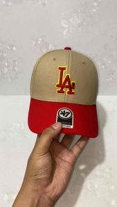 TOPI PRIA BASEBALL LA LOGO BORDIR TIMBUL TUTON 2 WARNA BAHAN KATUN TEBAL