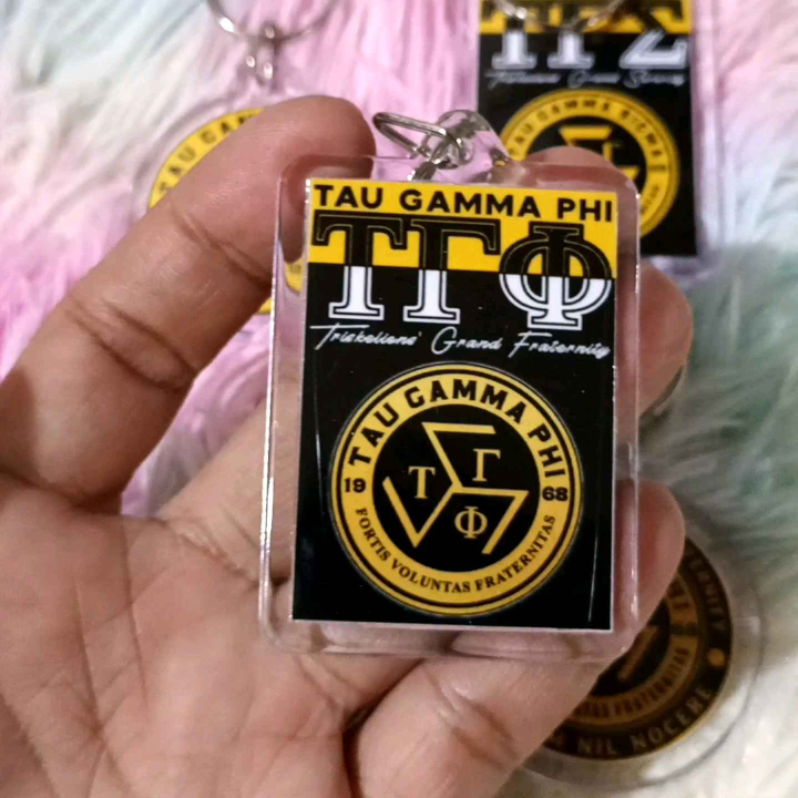 TAU GAMMA PHI TRISKELIONPERSONALIZED ACRYLIC KEYCHAIN Tgs Tgp Logo