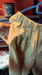 Loose Fit Elastic Waist Beige Pant