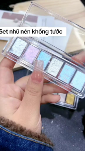 Set nhũ nén khổng tước 6 màu dạng đặc trang trí móng tay nail đánh tráng gương siêu sáng