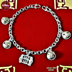 7🌈 AAbaby Galleries AA541 Original Baby S999 Silver Ankle Bracelet Lucky Bells纯银福算盘幸运铃宝宝脚链Gelang Bayi