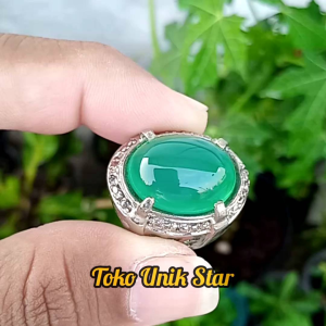 Cincin Batu Natural Kristopas / Green Chrysoprase Chalcedony Crystal Jumbo Size