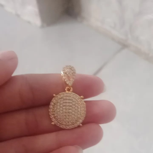 KALUNG DAN LIONTIN WANITA DEWASA FULLMATA BULAT GOLD