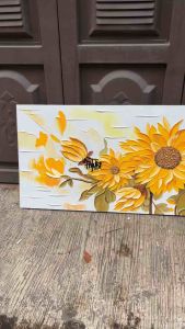 Lukisan Bunga Matahari & Lukisan Abstrak Besar Plus Frame: FUTURE ART PAINTING