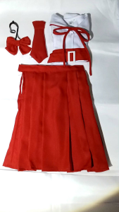 girls clothing/school uniform/ COLOR RED tie &belt/ Katrina/ rayon send your actual shoulder measurements for accuracy
