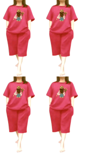 Setelan Wanita Jumbo LD 130 cm Bahan Babyterry One Set Wanita Kekinian Setelan Terbaru pegang bunga