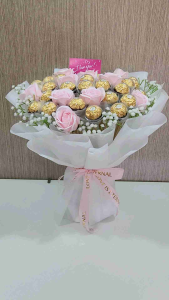 Soap Flowers Roses Ferrero Rocher Chocolate Ball Flower Bouquet ROM/Wedding/Engagement/Anniversary/Birthday/Graduation/NS POP/Hari Raya/Diwali/Mothers Day/Fathers Day/Valentine