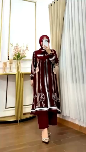 VALECIA SET TUNIK RAYON DIAMOND ONE SET TUNIC TERBARU BUSUI FRIENDLY SETCEL TUNIK PREMIUM ONSET KEKINIAN TERLARIS CRINGKLE PREMIUM