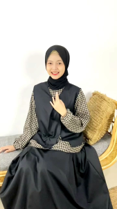ONESET KOREAN LOOK SETELAN ROK+ATASAN+ OUTER VEST CANTIK WARNA HITAM MODIS CASUAL CANTIK ASHA BY CUTETRIK
