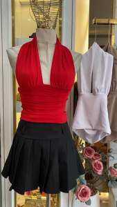 Mbell. เสื้อคล้องคอ เปีดหลัง ดีเทลคอลึก เรย่อนเกรดA งานเย็บ2 ชั้นทั้งตัว