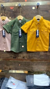 Kemeja Kargo Polos Anak Laki-laki Lengan Pendek Premium/Kemeja Kargo Import Anak Laki-laki Lengan Pendek