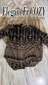 COZY Set Botega Oneset Rayon Motif Salur Triset Setelan Wanita Terlaris Motif Etnhik