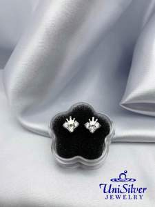 Unisilver 925 Sterling Ladys Crown Earrings (ES738-1001)