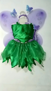 costume kids with accessories / wand / headdress/wings/ book character costume/garterized waistline /tube halter blouse adjustable back/satin fabric light weight material book characters costume with accessories