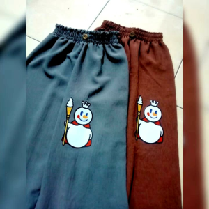 Paket Hemat Isi 5 Pcs Celana Kulot Anak Gambar Mixue Kancing Usia 1-13 Tahun Bahan Crinkle
