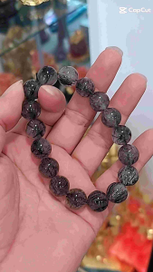 Vòng tay đá Th.ạch a.nh tóc đen 6- 14 li hợp cho người mệnh Mộc và Thủy