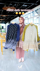VENTE | Diora Oneset Wanita Muslimah Terbaru | Setelan Baju Wanita Motif Etnik | Bahan Crinkle Motif