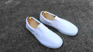 ส่งฟรี 27cm 42eu 9Us รองเท้า Vans Slip-On สี Blush Ivory Pre-owned Authentic
