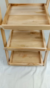 6ชั้นวางของไม้สัก พับเก็บได้ สุง90 กว้าง32 ระหว่างชั้น 13ซม