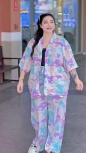 🔥ชุดเซทไซส์ใหญ่🔥เซ็ทขายาวสาวอวบไซส์ใหญ่โดยเฉพาะ ชุดคนอ้วน 100โล ผ้าพิมพ์ลายยืดเนื้อดี 💦สาวอวบสาวอ้วน อก40-52” Bigsize‼️