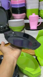 (6pcs / 12pcs) Piring Oval Melamin 9 inch SINGASINGI Model Perahu - Piring Saji Melamine Tebal Kokoh