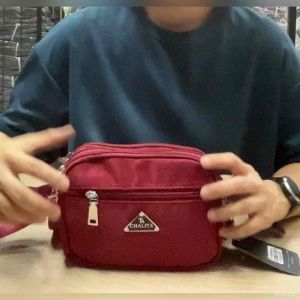 #chalita904#พร้อมส่ง#สะพายผ้าไนล่อนขนาด8นิ้ว(กว้าง2"ยาว8"สูง5.5นิ้ว)มี5ช่องซิป