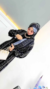 GAMIS SET HIJAB FELISA MUSLIM MEWAH JUMBO RAYON MOTIF PREMIUM BAJU LEBARAN 2024