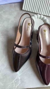 Heels Wanita Marbela 01 Big Size 3cm Glosy Tali Belakang Trendy Terbaru