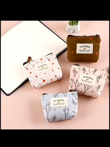 Pouch Dompet Koin Resleting A131 Kanvas Bunga Dompet Serbaguna