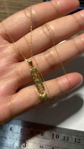 PAWNABLE 18K Saudi Gold Fine Tauco Chain(thin)with 18K F- Bar w/Heart Pendant(Open back)✨