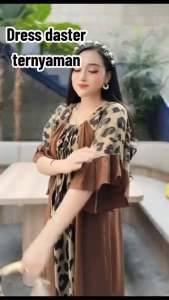 DASTER ARAB COMBINASI LEOPARD DASTER FUJI DRESS JUMBO LD 130 BAHAN RAYON TEBAL DRESS TERBARU 2024