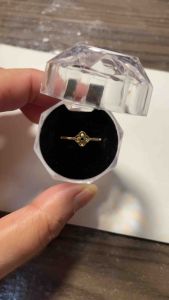 PAWNABLE 18K Saudi Gold Lightweight For-leaf Clover Ring (thin minimalist)