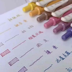 5pcs/Set Vintage Retro Colors Quick-Dry Gel Ink Ballpoint Pen Type 0.5mm Office School Student Exam Writing Stationery