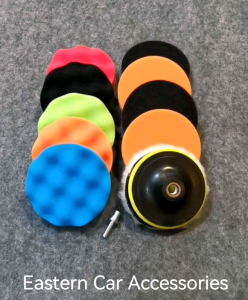 12pcs 5inch Car Polishing Buffing Sponge Pad Flat Wave Polisher Waxing Kit Set