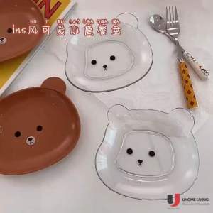 [Local Seller] Cute Bear Design Home Snack Dish Plate Creative Tableware Anti-fall Anti-shatter Small Plate Fruit Plate Crockery