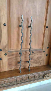 Handle Pintu Rumah Kuningan Antik Motif Longkek 62 cm 2 Pcs