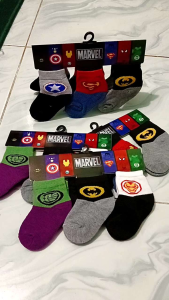 3 pasang kaos kaki bayi karakter marvel bahan tebal premium kaos kaki baby newbon usia 1- 12 bulan