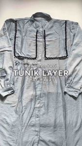 Flazani-Naruna Tunik Layer Korean Style Polo Linen Size M L XL XXL Atasan Wanita Polos Jumbo Busui Friendly - Tunik Kancing Polos - Tunik Jumbo Layer