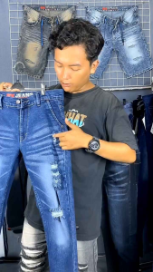 celana panjang jeans strecht sobek distro slimfiting