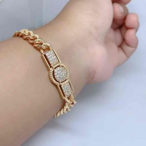 Gelang Rantai Plat Wanita Modis Styalish Elegan Perhiasan Aksesoris Titanium Xuping Lapis Emas