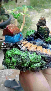 aquarium aquascape ornamen hiasan aquarium thema pulau biru