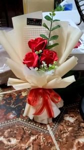 Hoa hồng sáp thơm vĩnh cửu bó 3 bông sang trọng