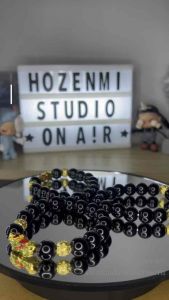 HG046 Gelang Pixiu Warna Obsidian Mantra Emas Keberuntungan Mengkilap Rezeki